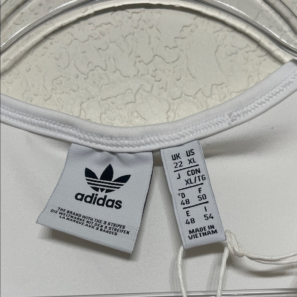 Adidas Originals Women's Size XL White Cropped Tank Top with Black Trefoil Logo - Picture 2 of 7